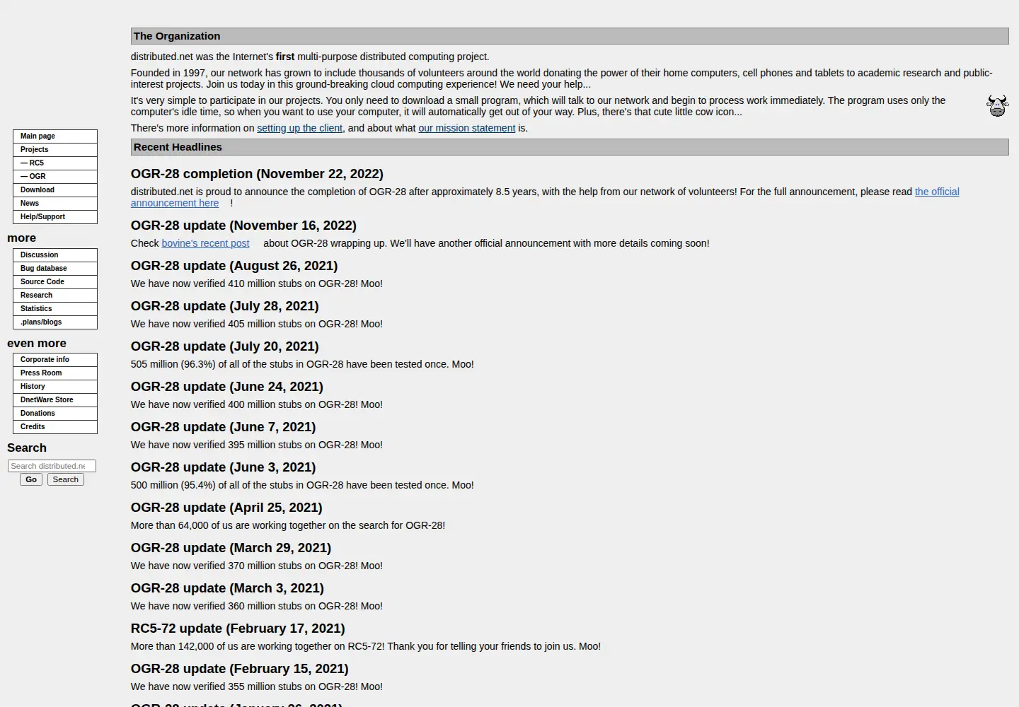 Screenshot of distributed.net