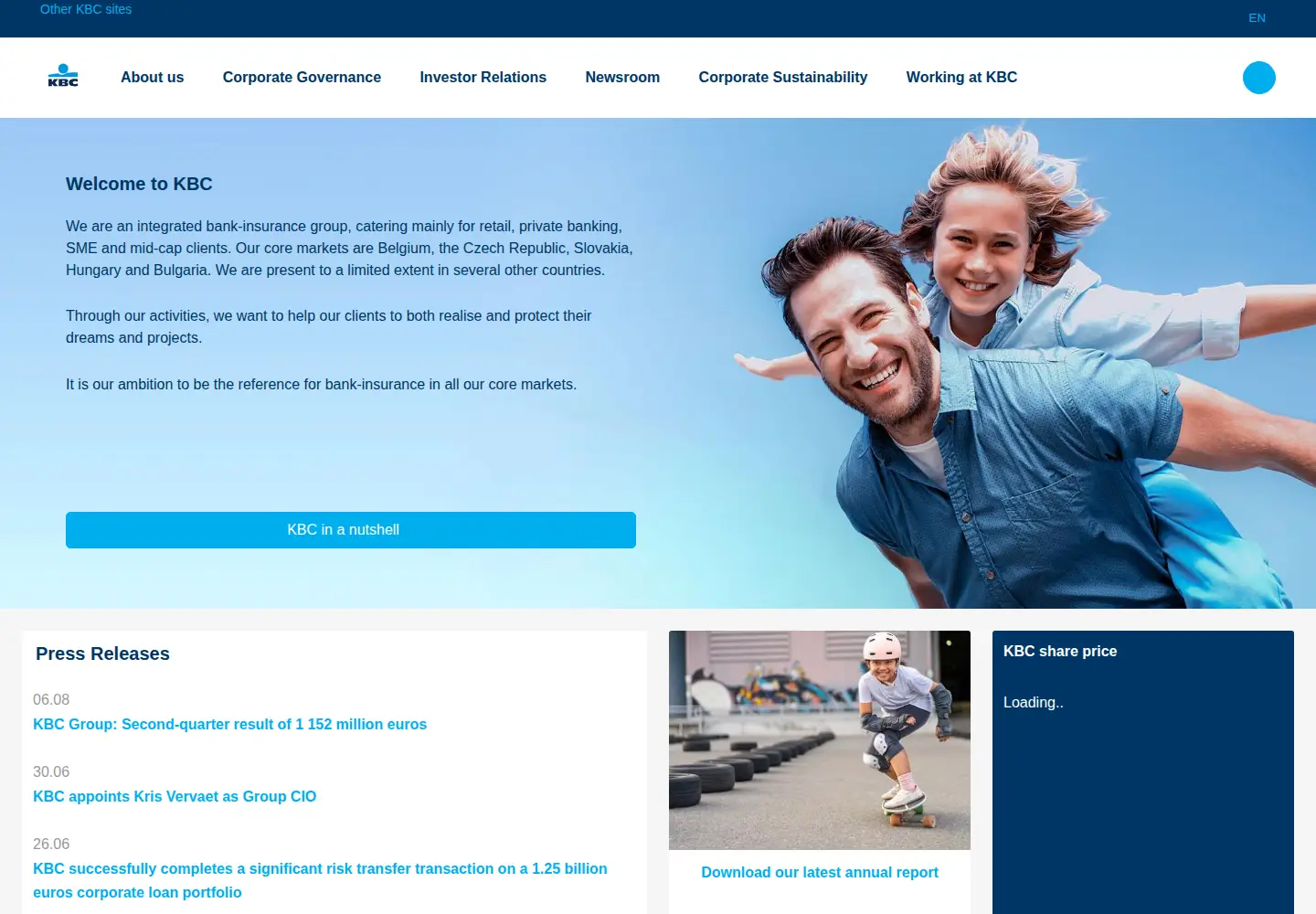 Screenshot of kbc.com