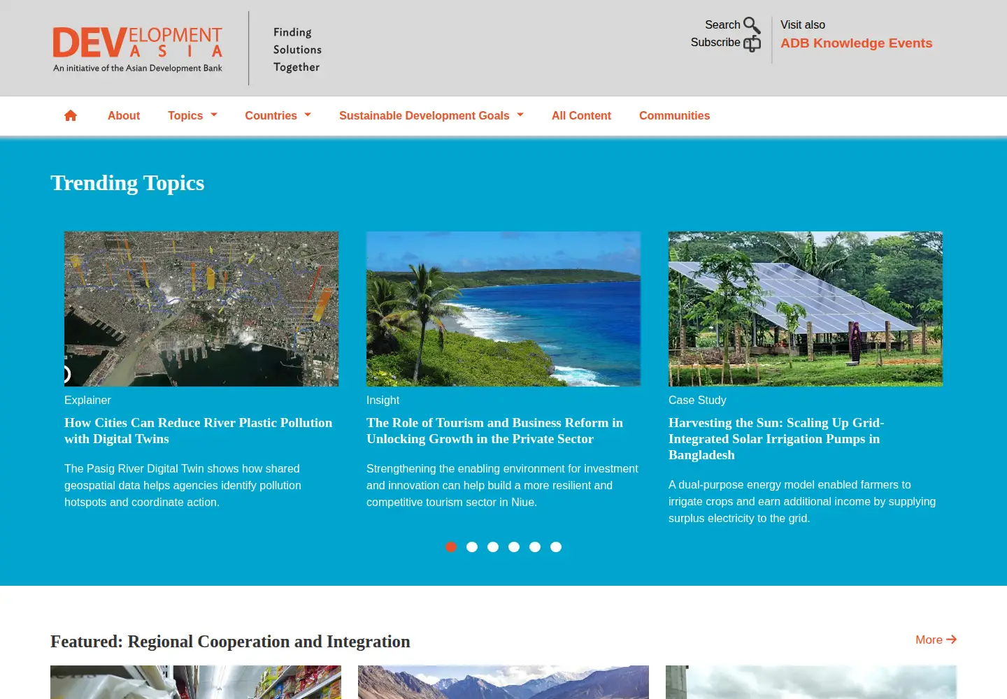 Captured homepage of development.asia in the current scan