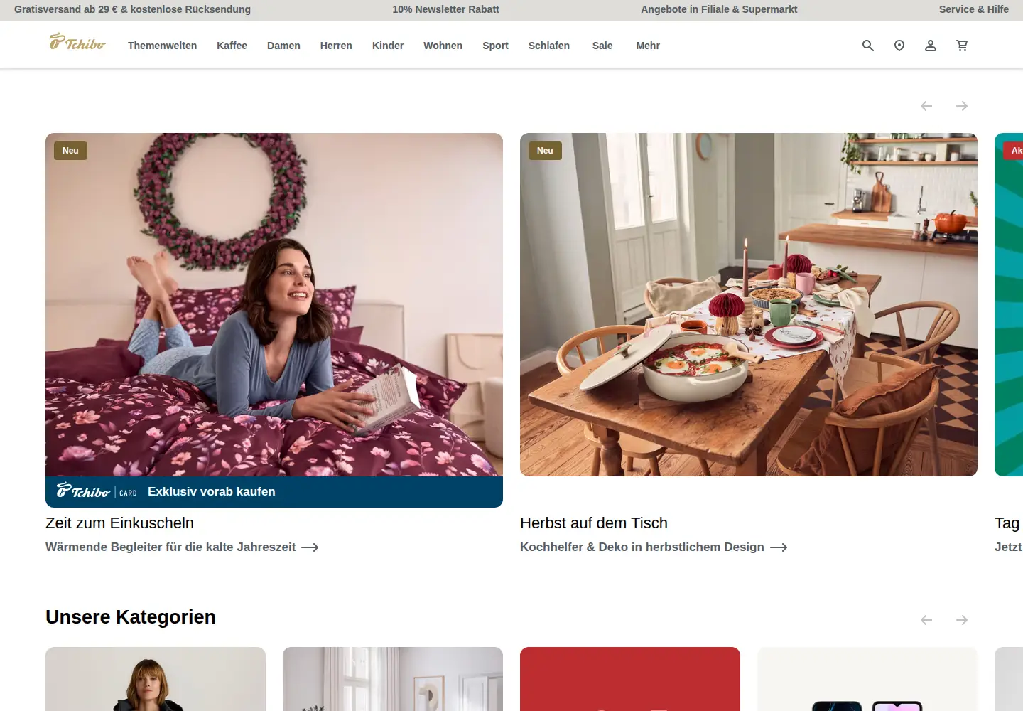 Screenshot of tchibo.de