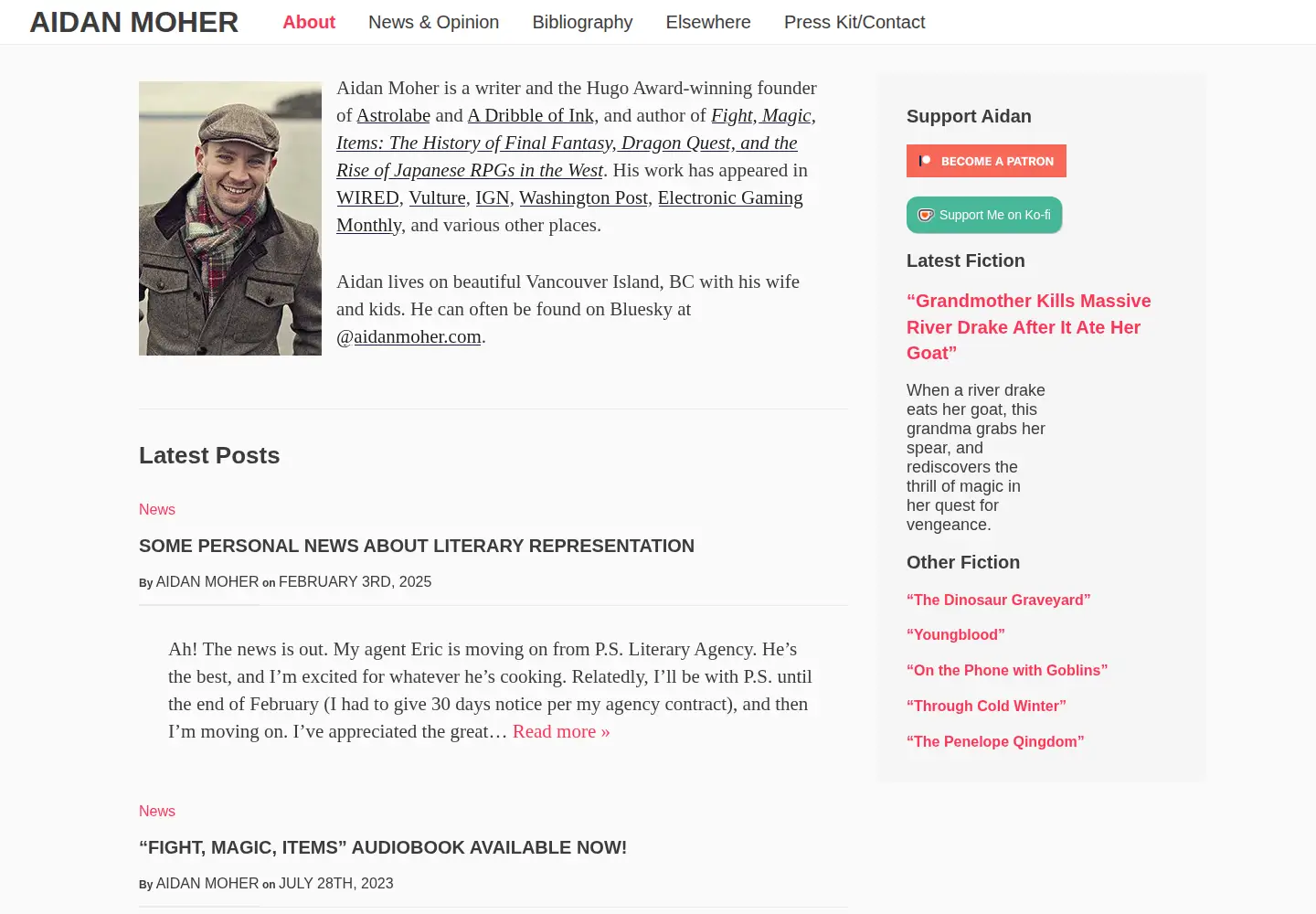 Screenshot of aidanmoher.com