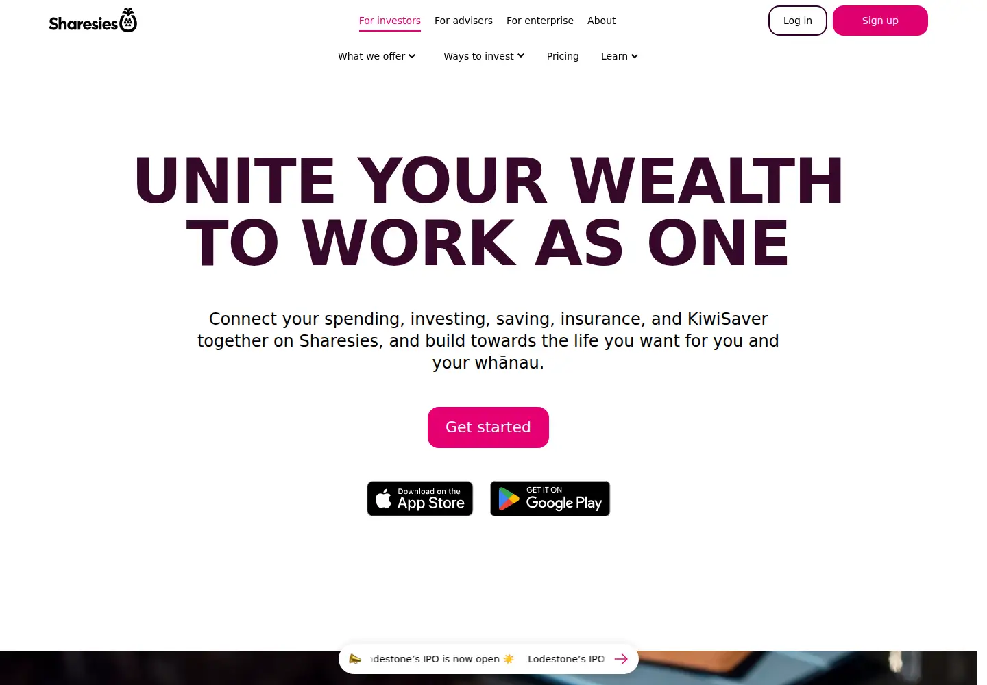 Screenshot of sharesies.nz