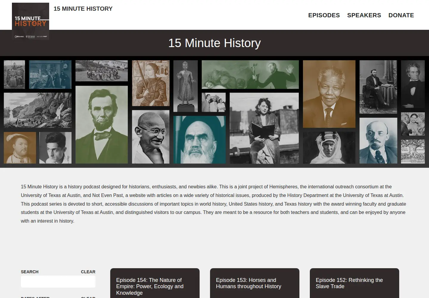 Screenshot of 15minutehistory.org