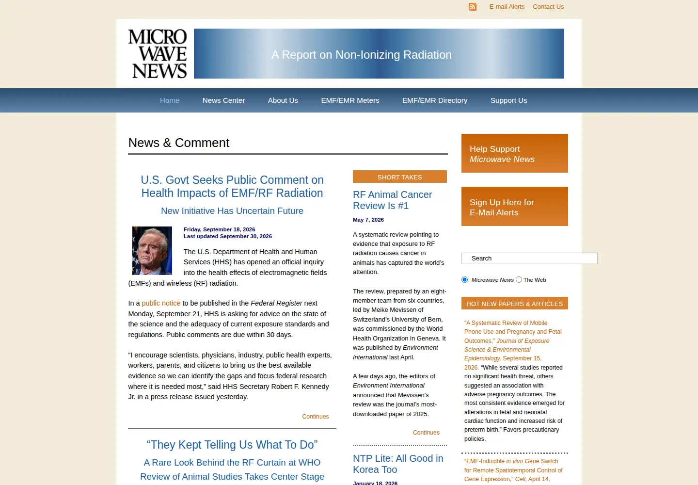 Screenshot of microwavenews.com