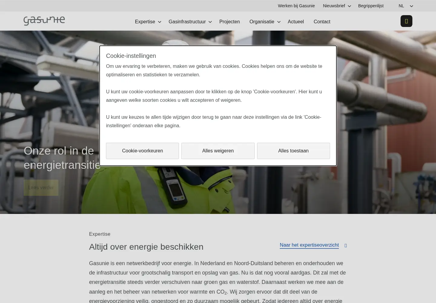 Screenshot of gasunie.nl
