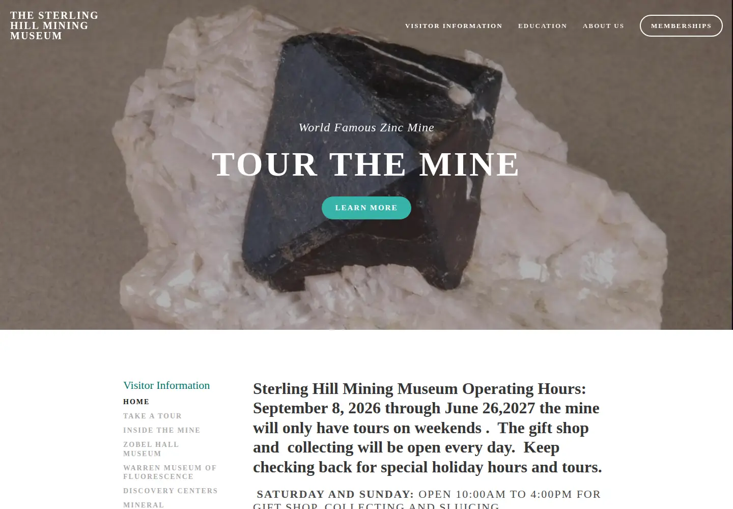 Screenshot of sterlinghillminingmuseum.org