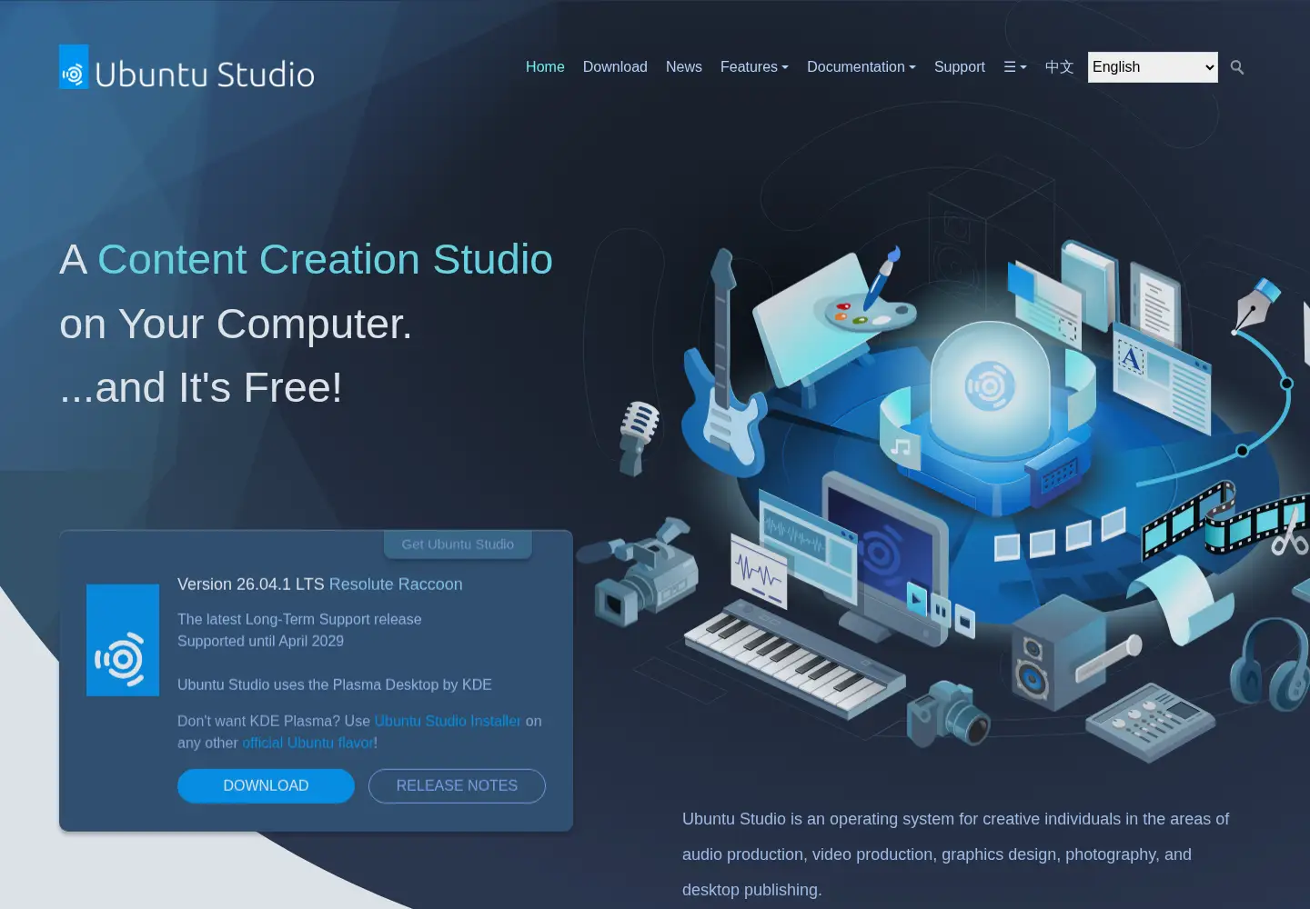 Screenshot of ubuntustudio.org