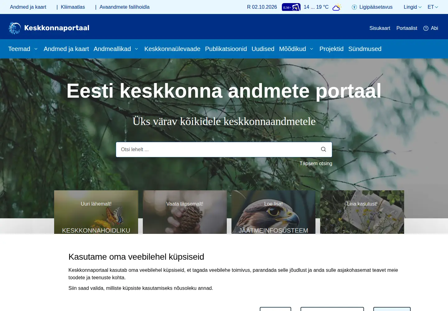 Screenshot of keskkonnaportaal.ee