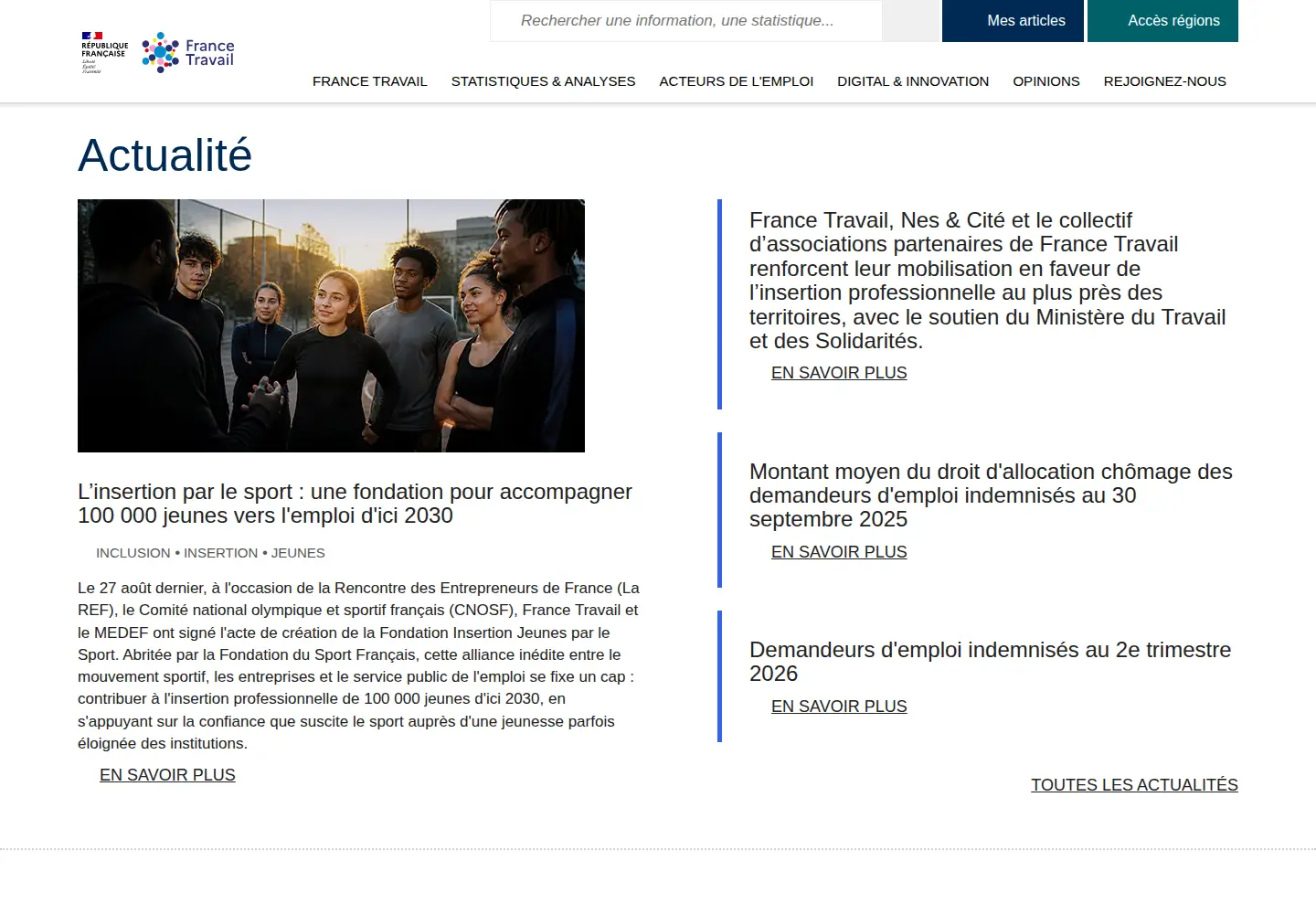 Screenshot of francetravail.org