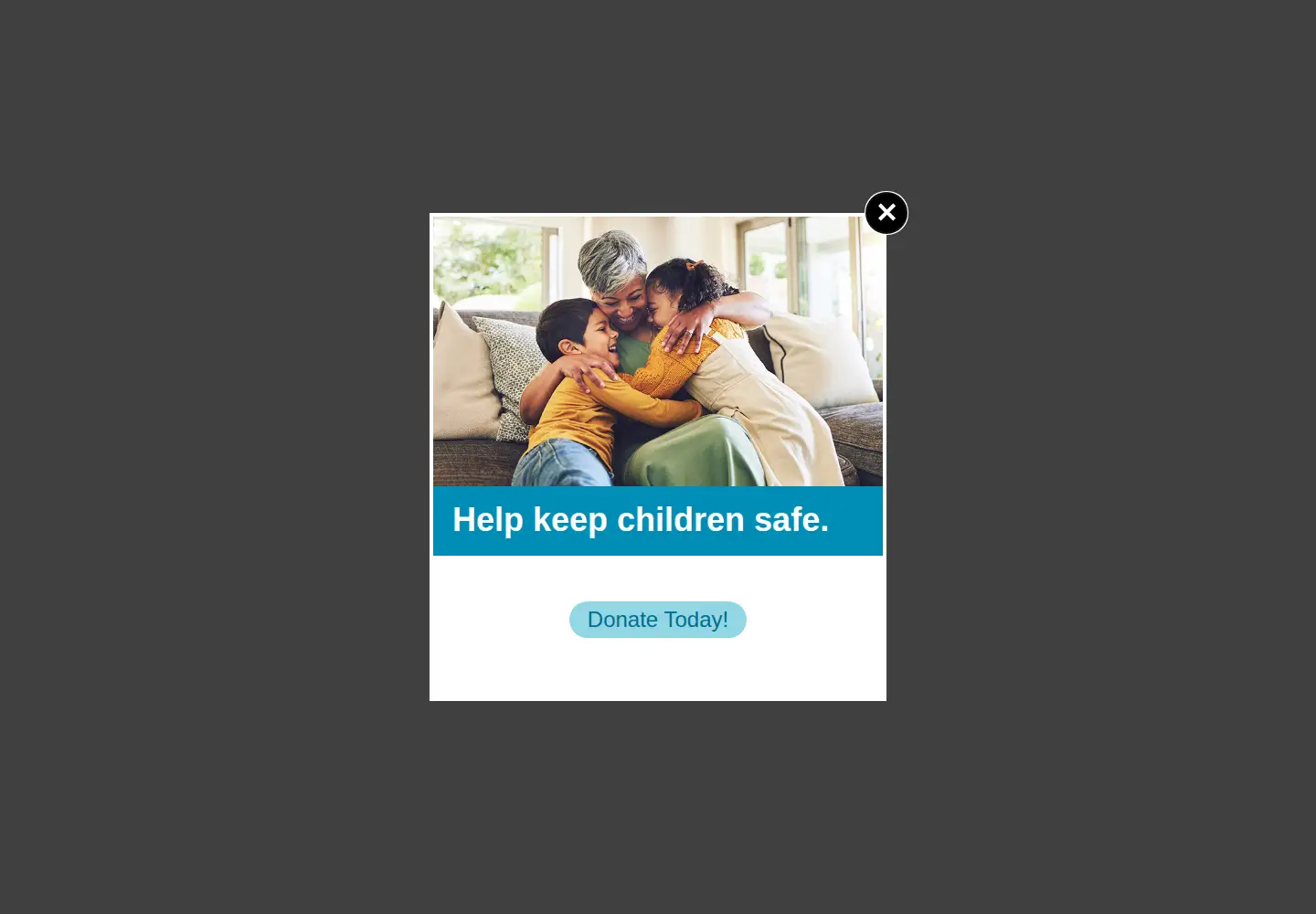 Screenshot of missingkids.org