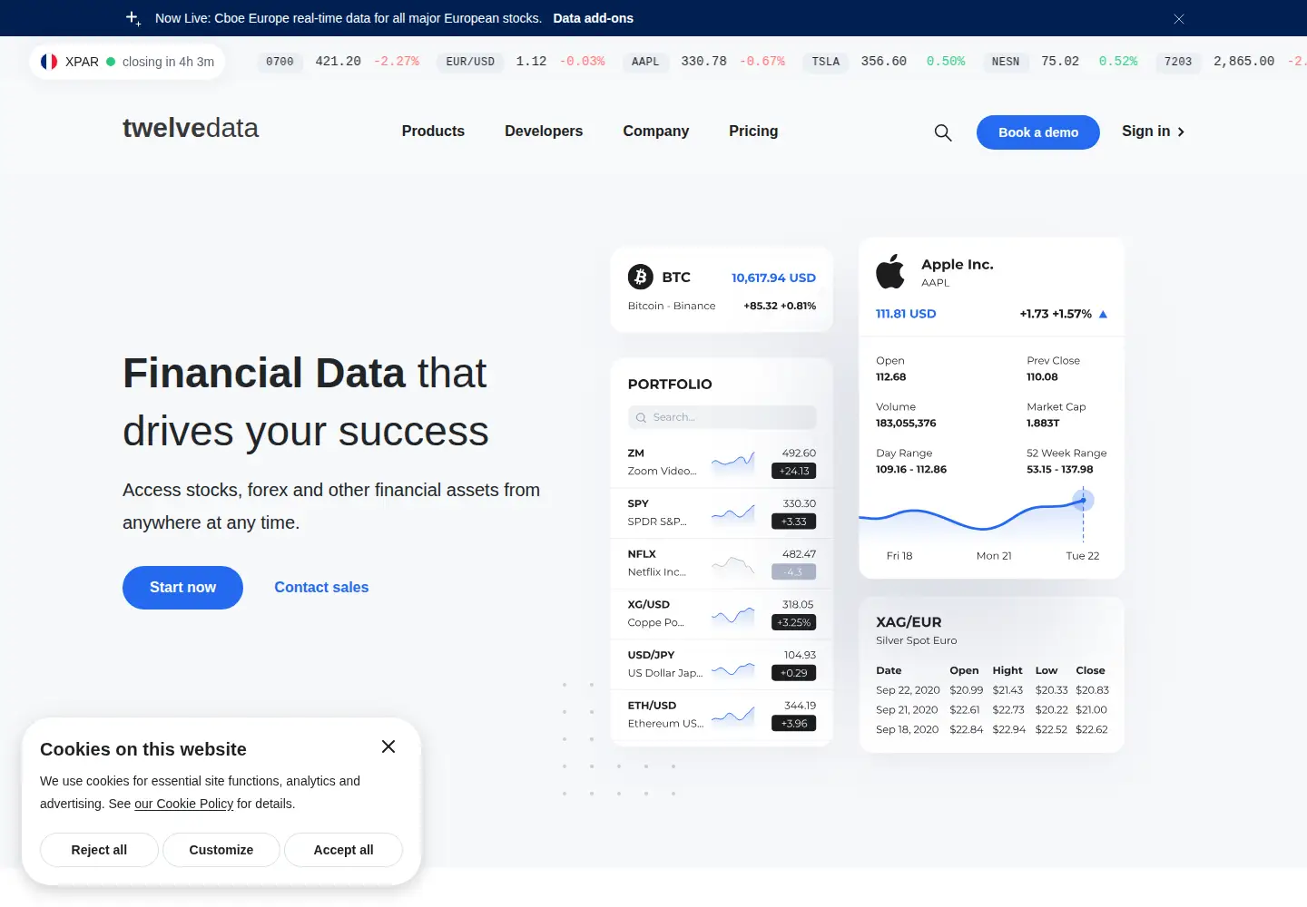 Screenshot of twelvedata.com