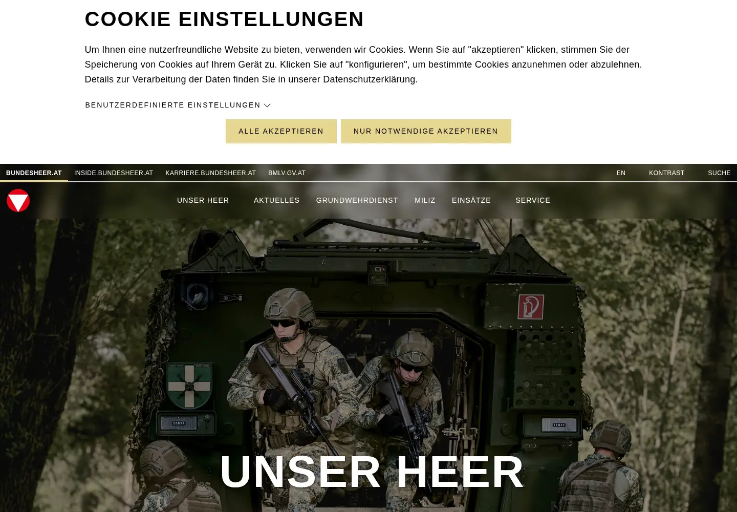 Screenshot of bundesheer.at