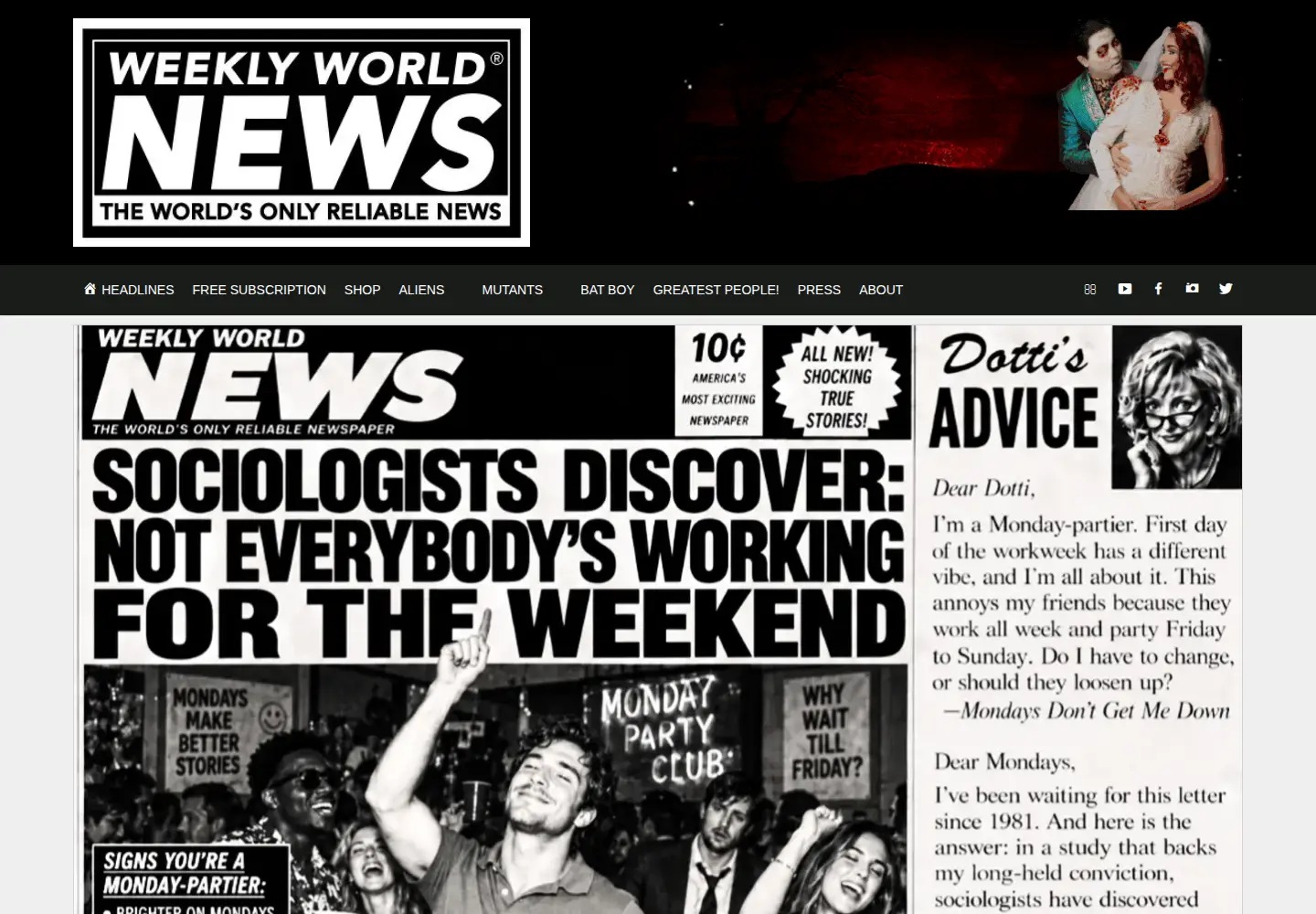 Screenshot of weeklyworldnews.com