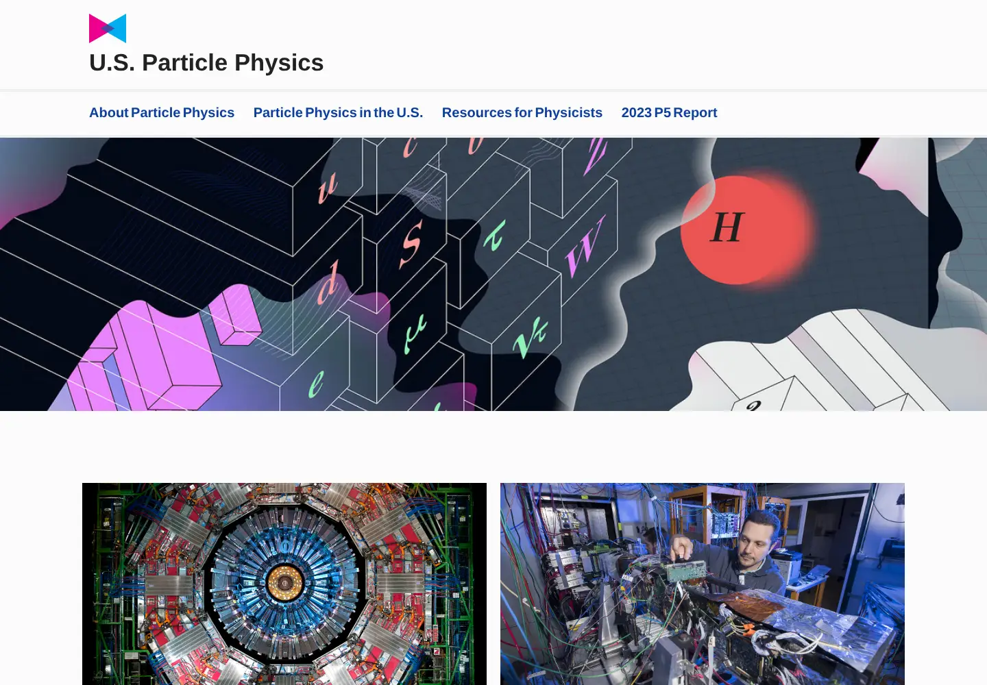 Captured homepage of usparticlephysics.org in the current scan