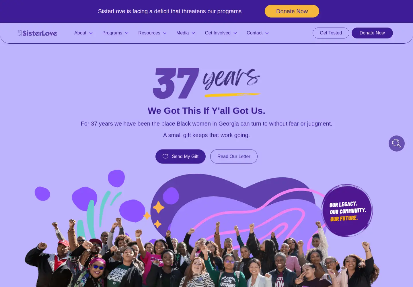 Screenshot of sisterlove.org