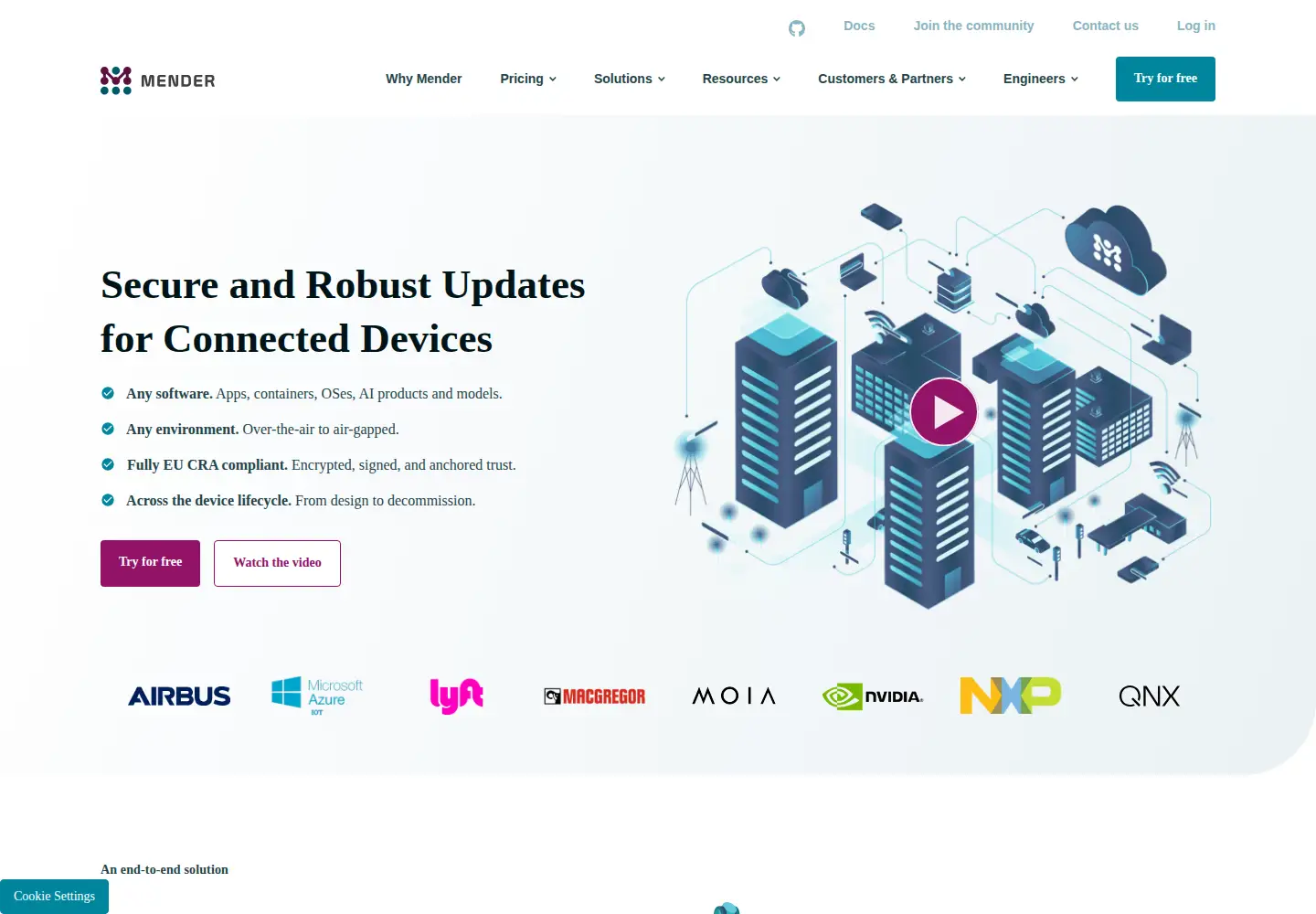Screenshot of mender.io