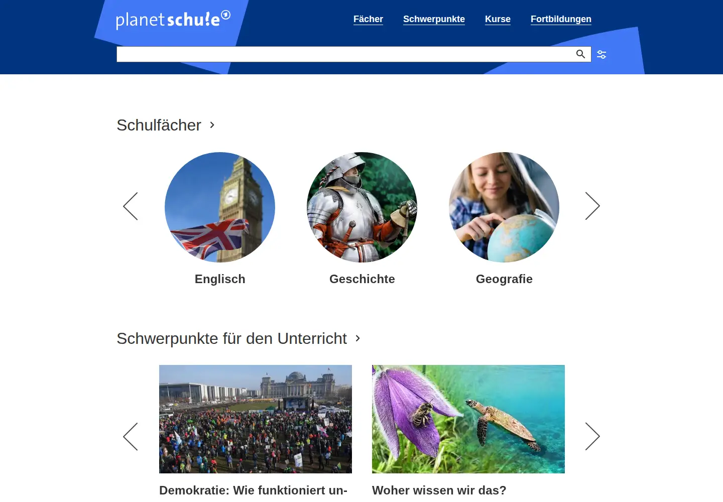 Screenshot of planet-schule.de