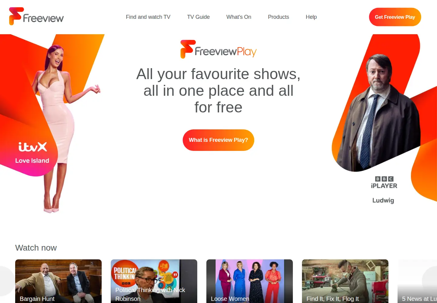 Screenshot of freeview.co.uk