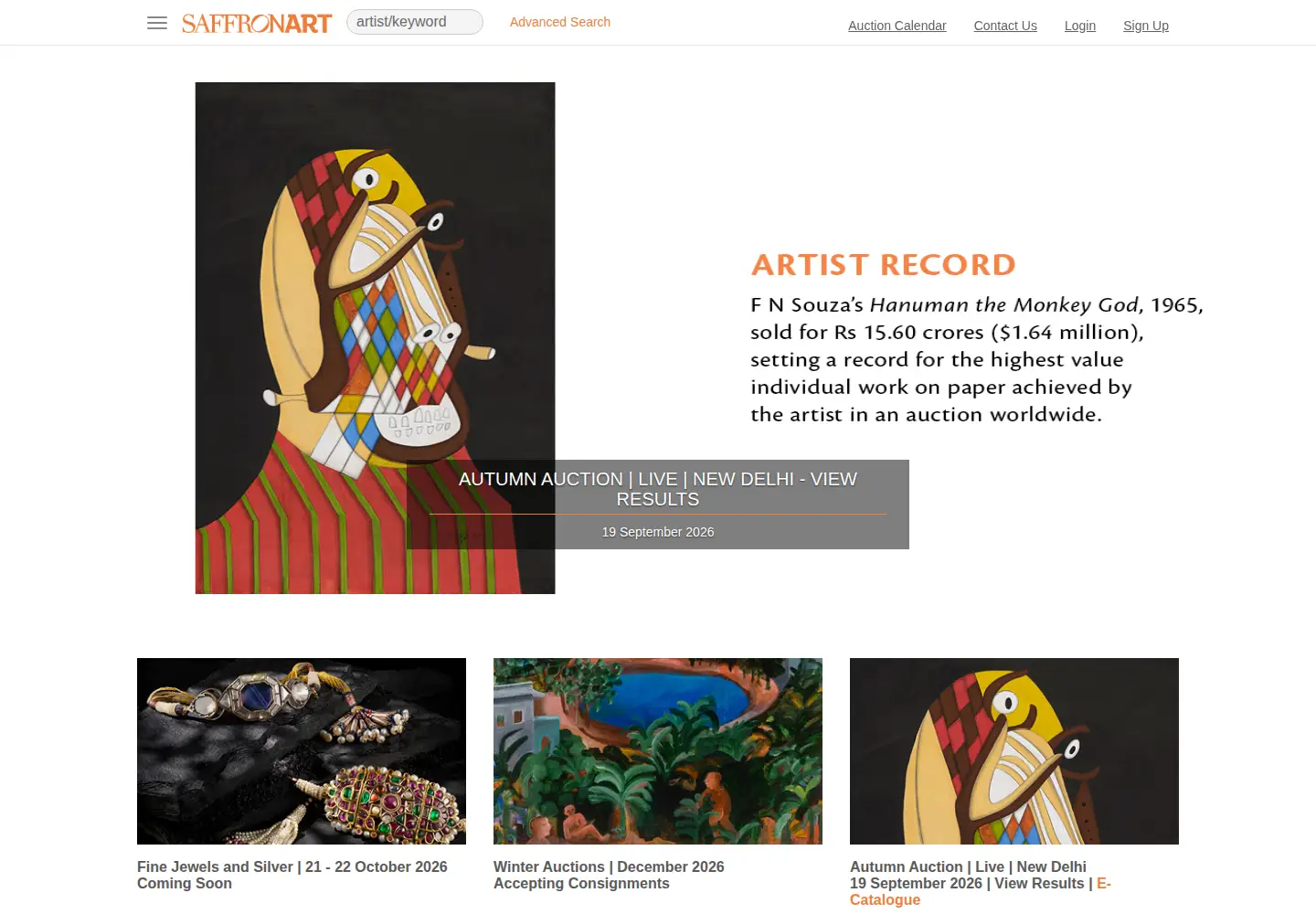 Screenshot of saffronart.com