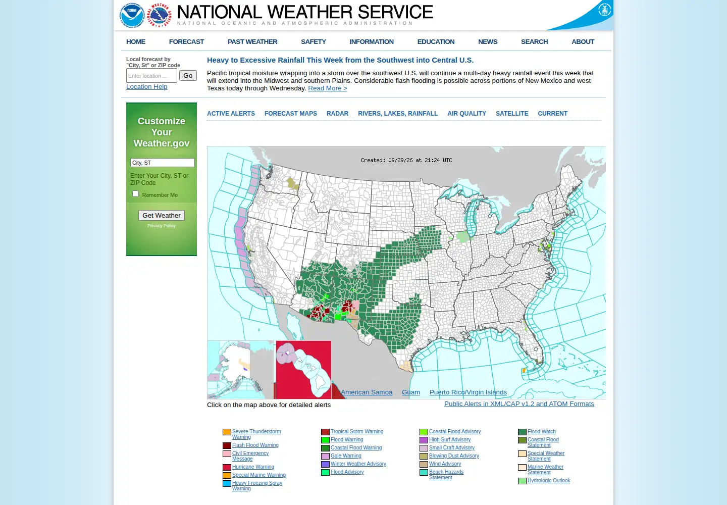 Screenshot of weather.gov
