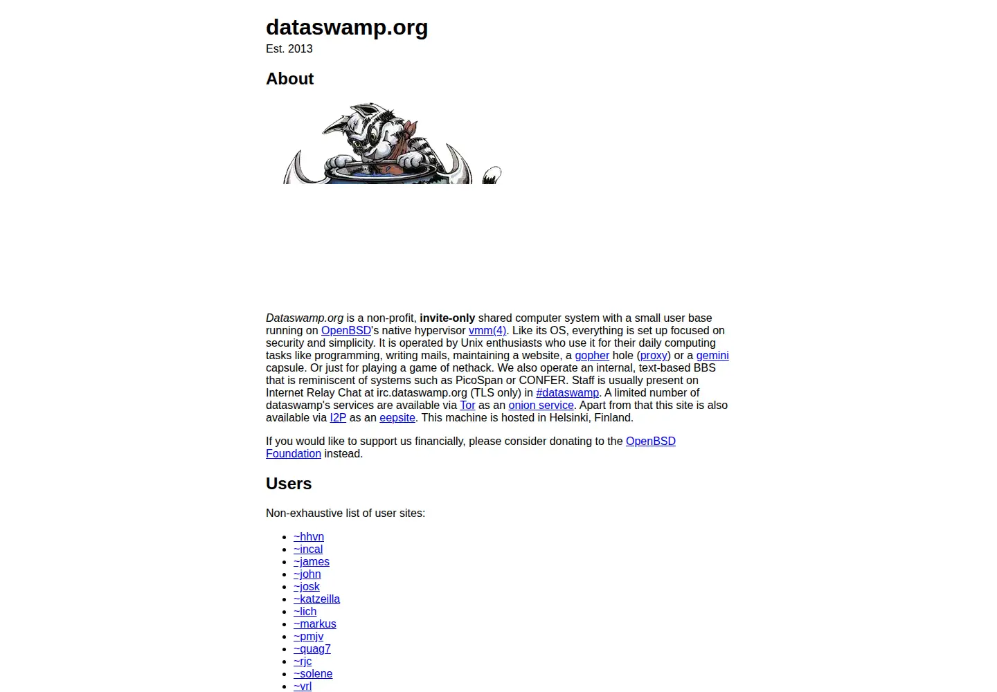 Screenshot of dataswamp.org