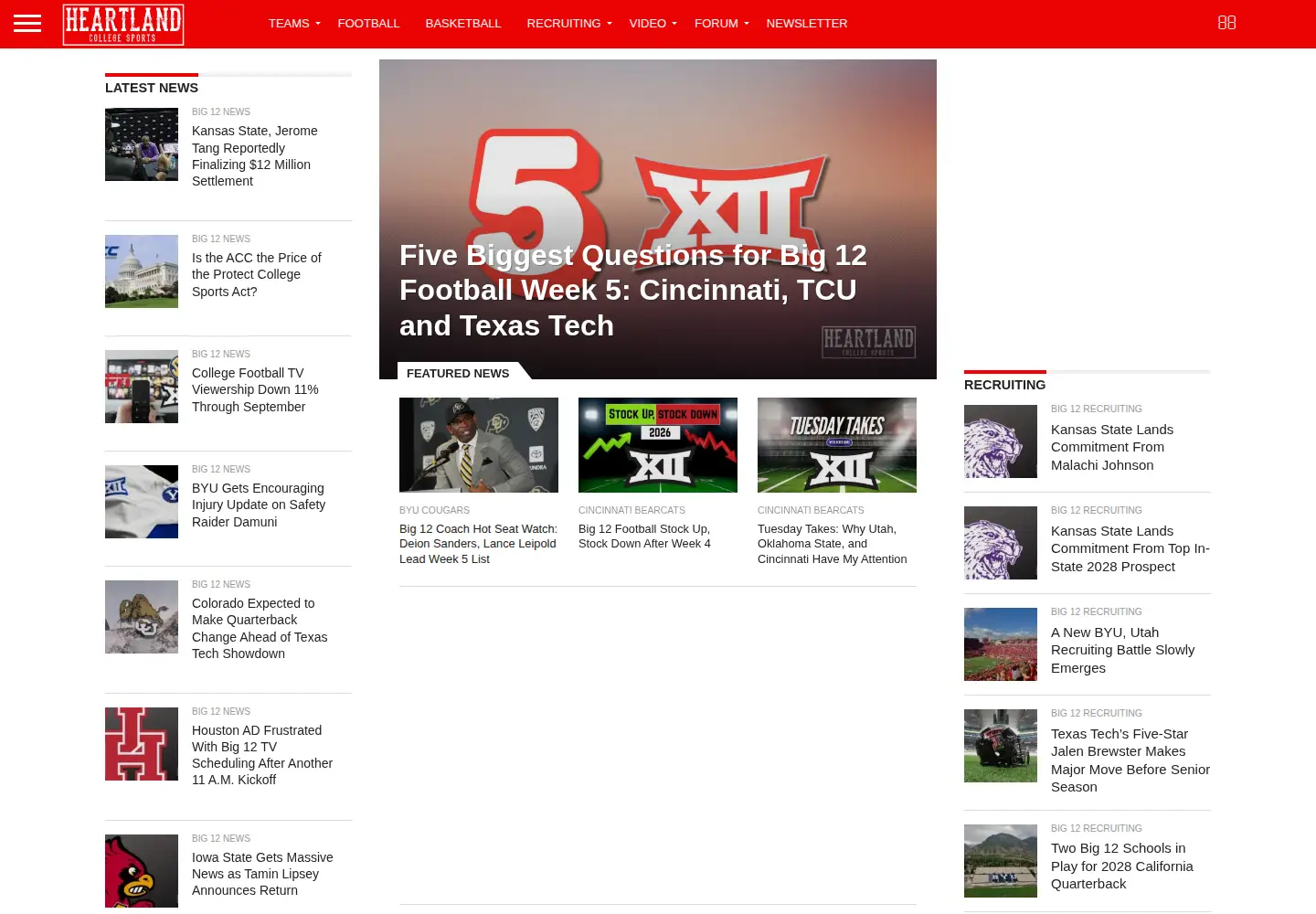 Screenshot of heartlandcollegesports.com