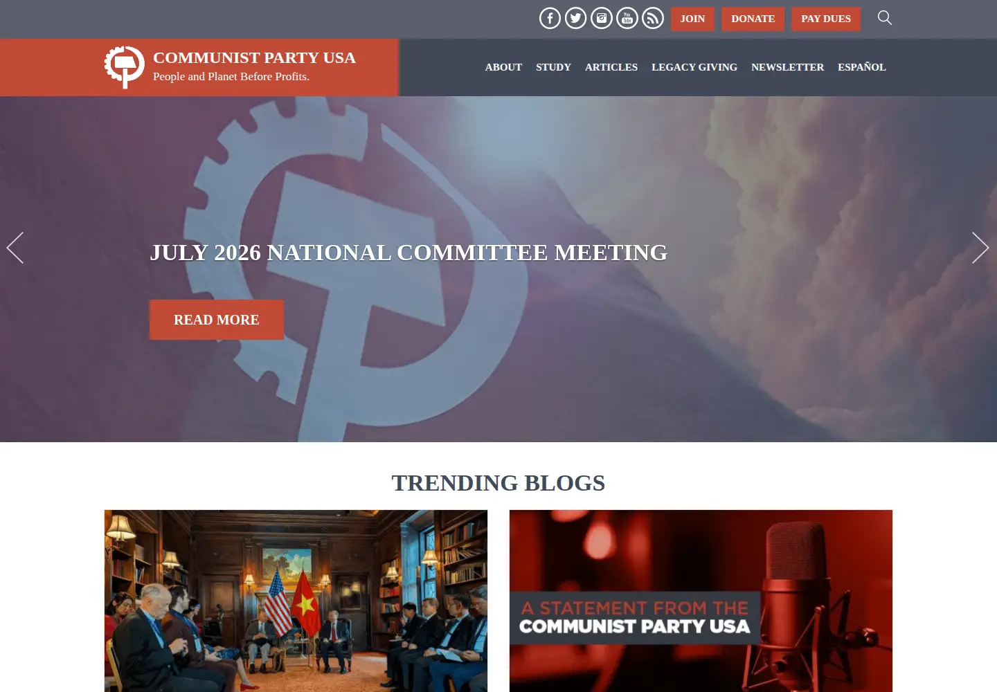Screenshot of cpusa.org