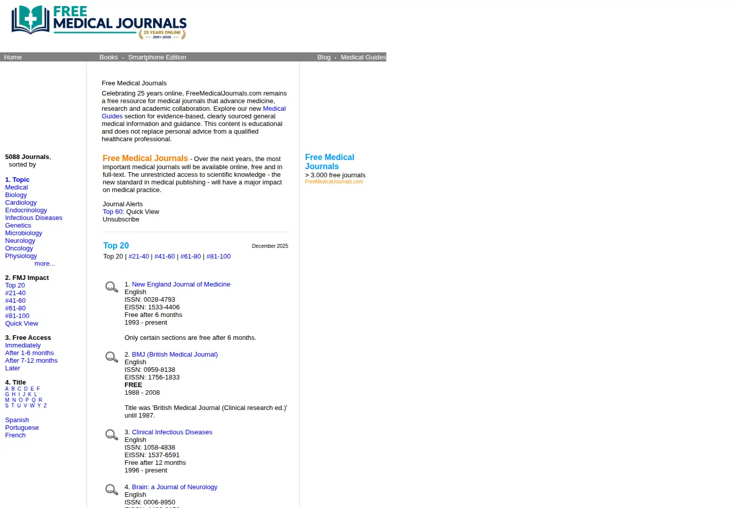 Screenshot of freemedicaljournals.com