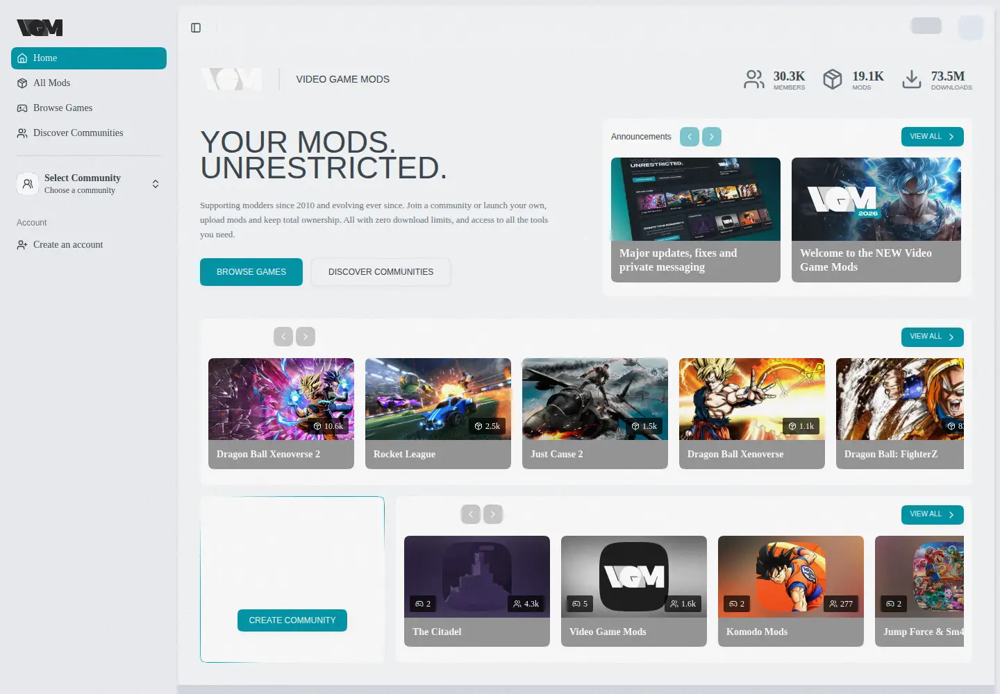 Screenshot of videogamemods.com