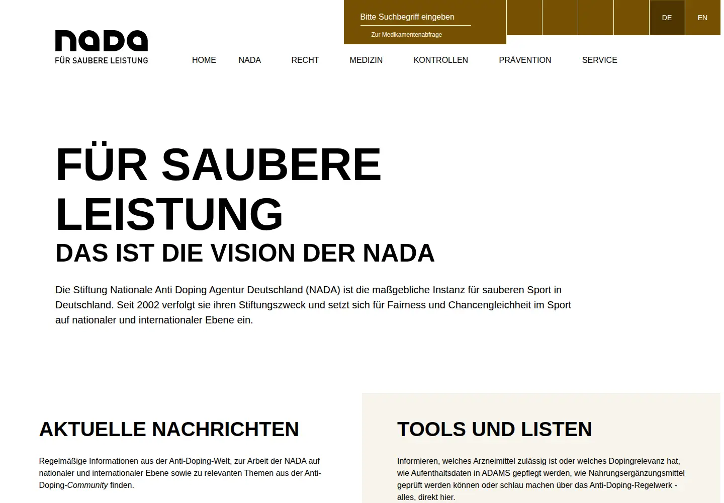 Screenshot of nada.de