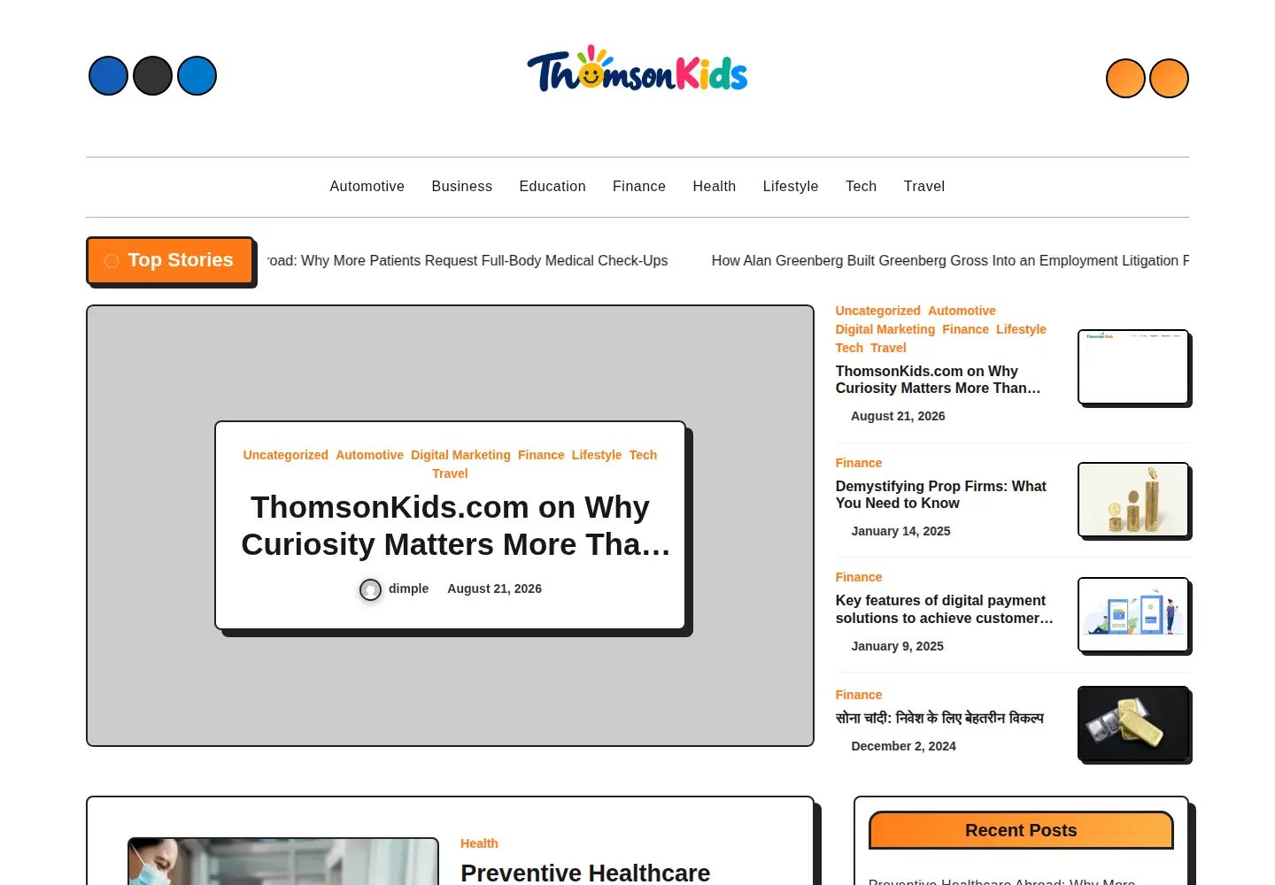 Screenshot of thomsonkids.com