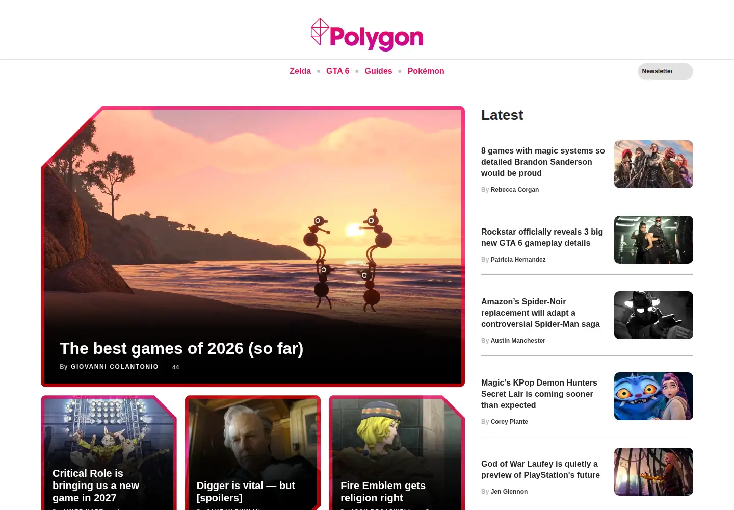 Screenshot of polygon.com