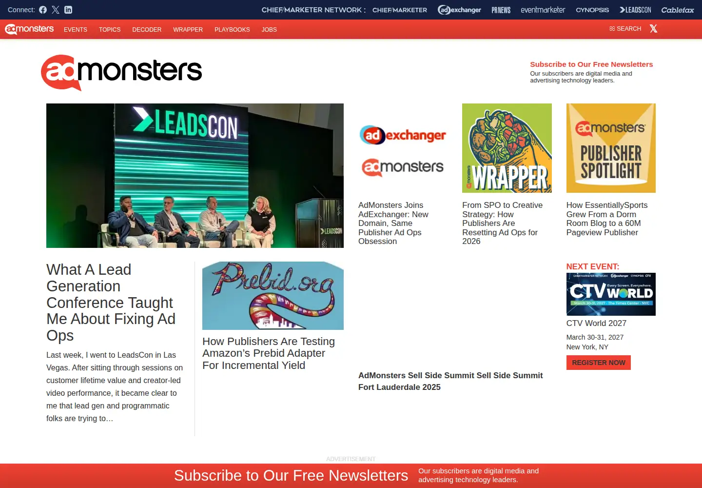 Screenshot of admonsters.com