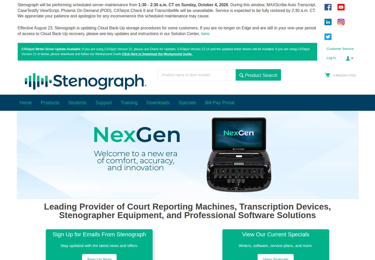 Screenshot of stenograph.com