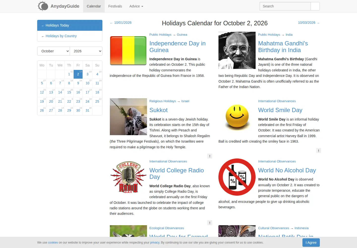 Screenshot of anydayguide.com
