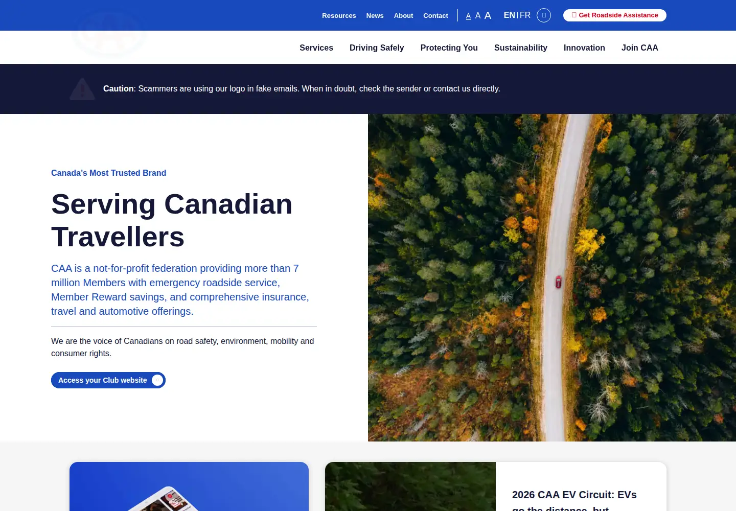 Screenshot of caa.ca