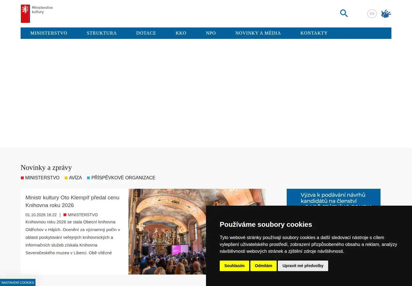 Screenshot of mk.gov.cz