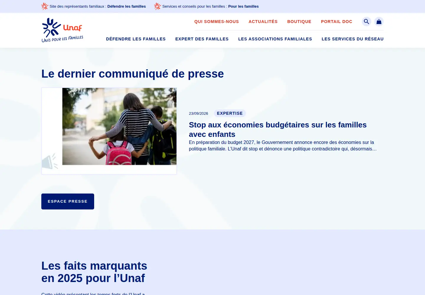 Screenshot of unaf.fr