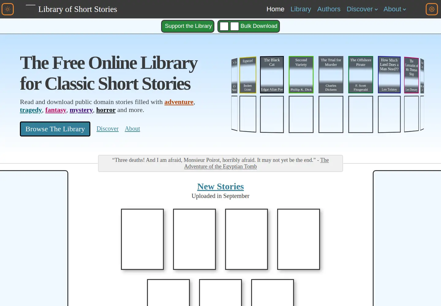 Screenshot of libraryofshortstories.com
