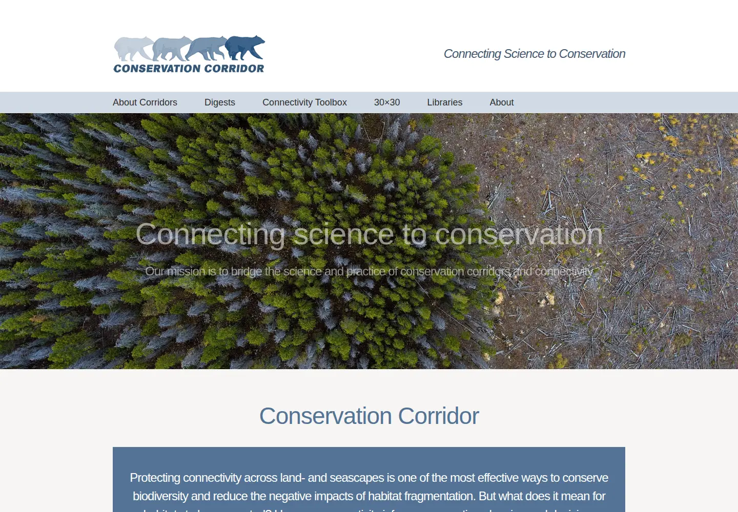 Screenshot of conservationcorridor.org