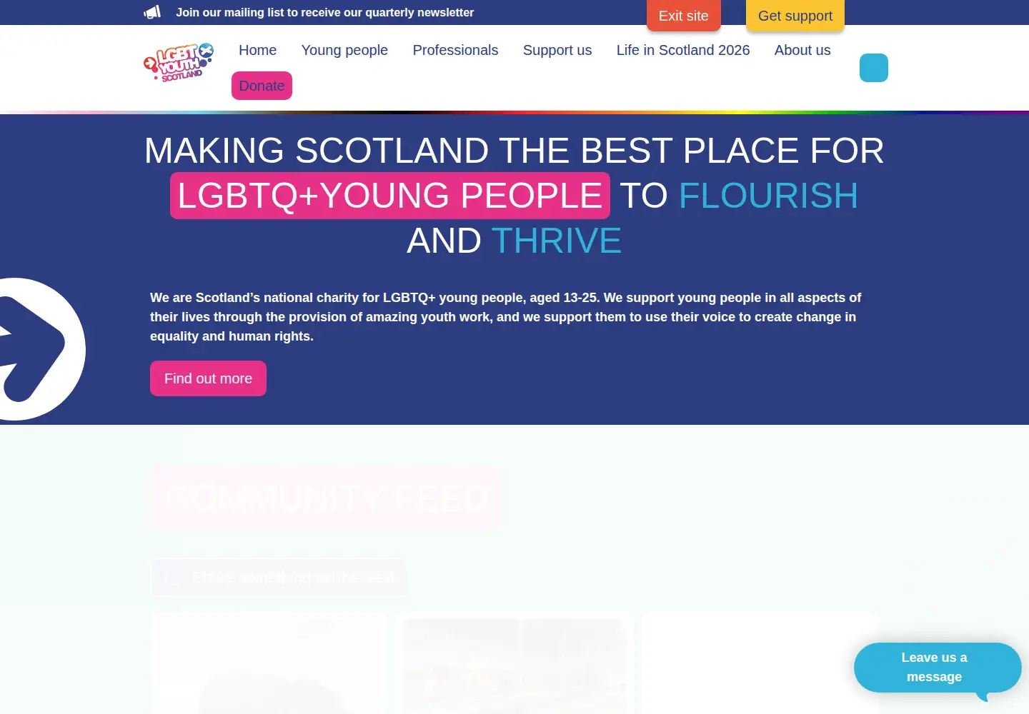 Screenshot of lgbtyouth.org.uk