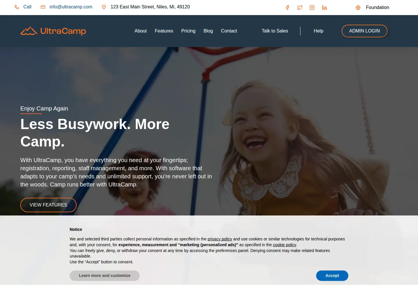 Screenshot of ultracamp.com