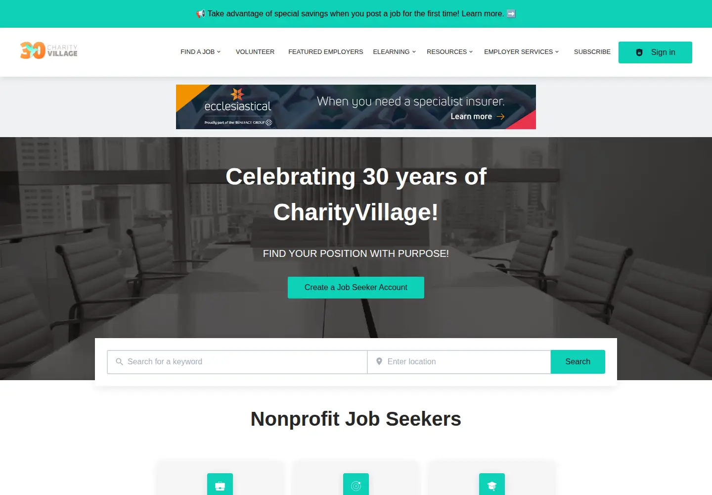 Screenshot of charityvillage.com