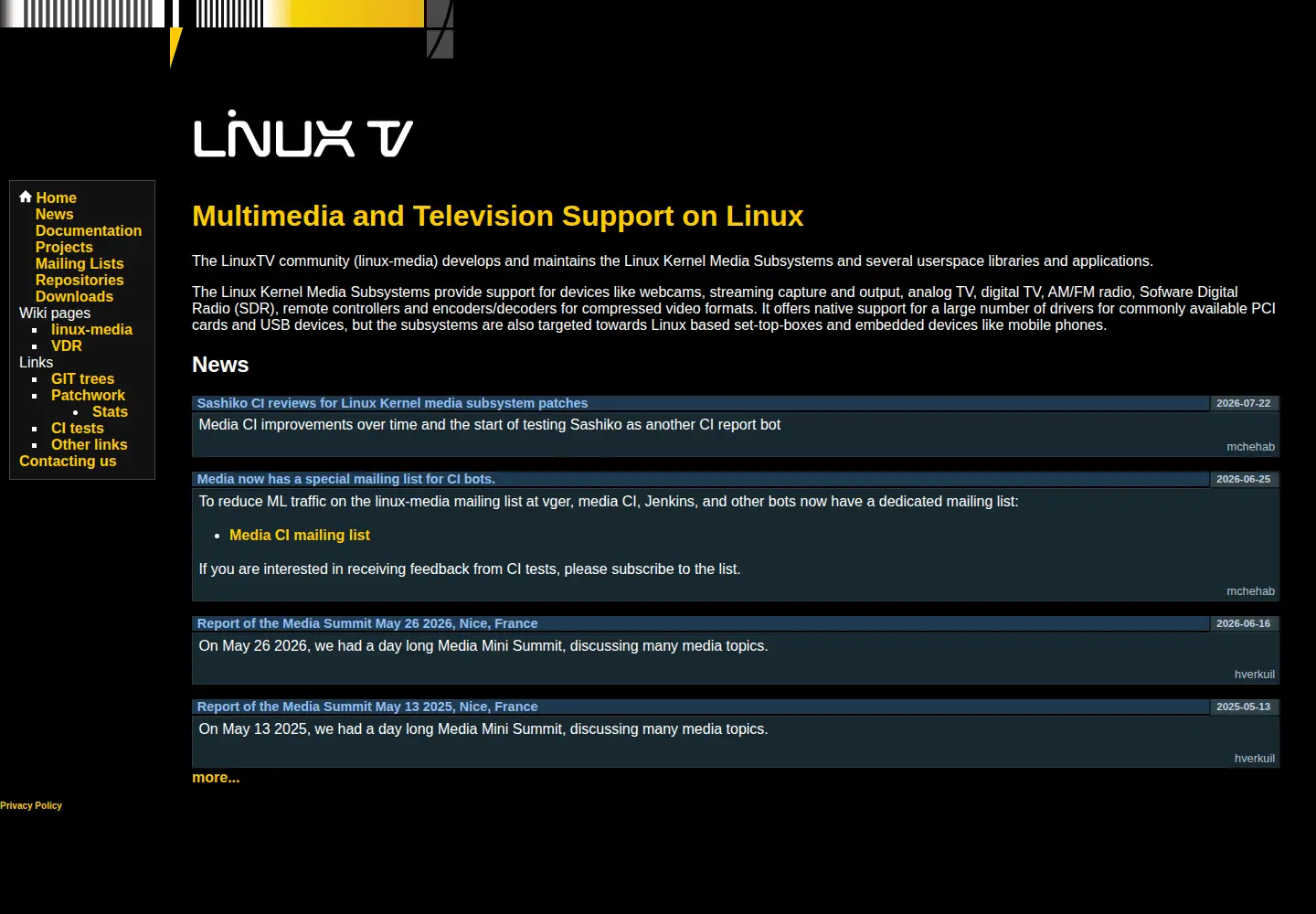 Screenshot of linuxtv.org