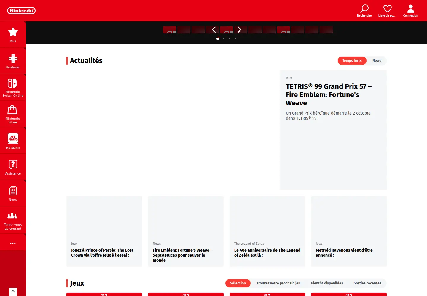 Captured homepage of nintendo.com in the current scan