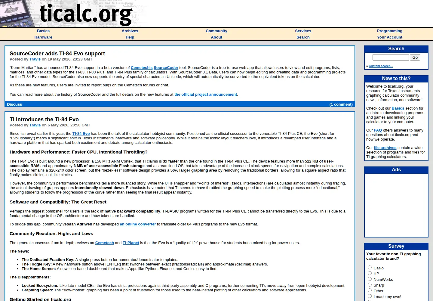 Screenshot of ticalc.org