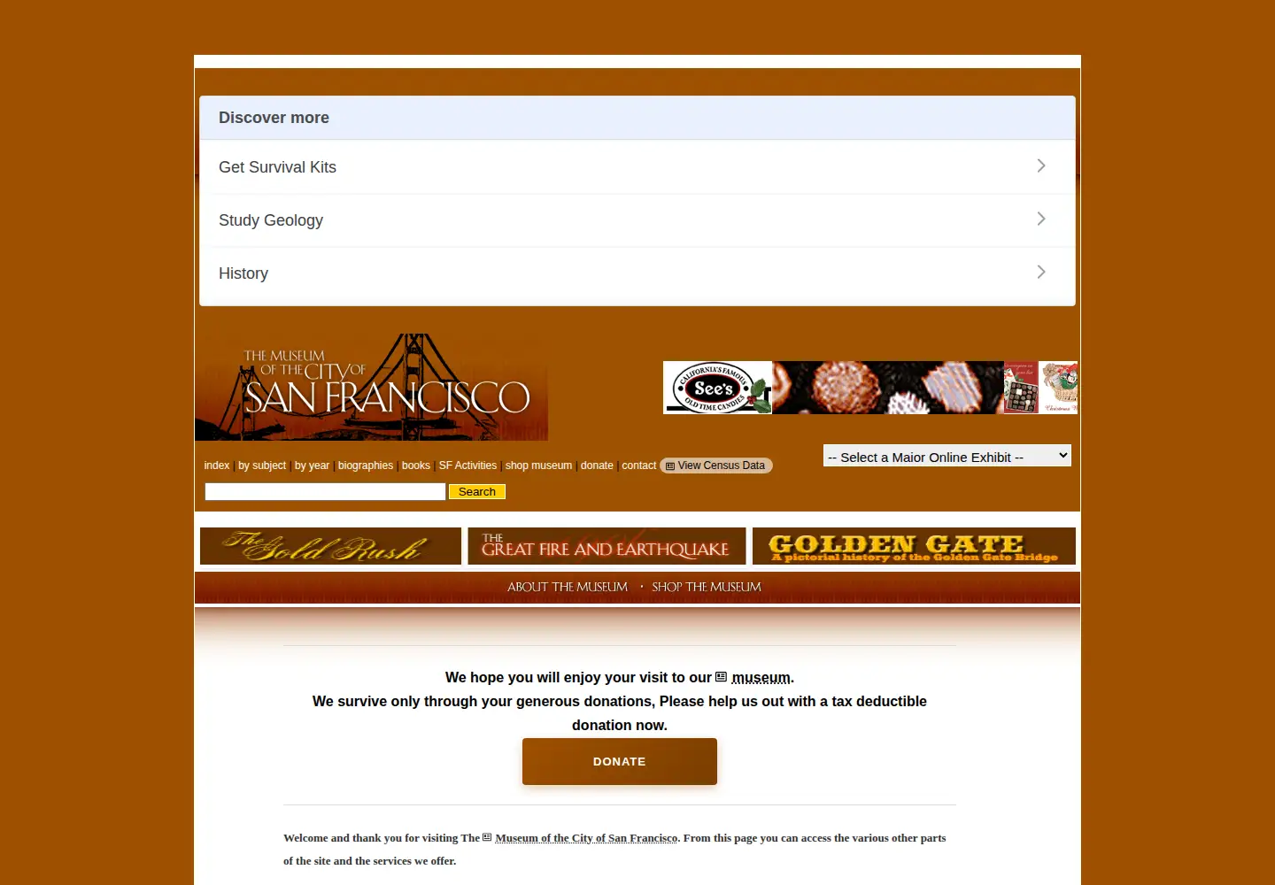 Screenshot of sfmuseum.org