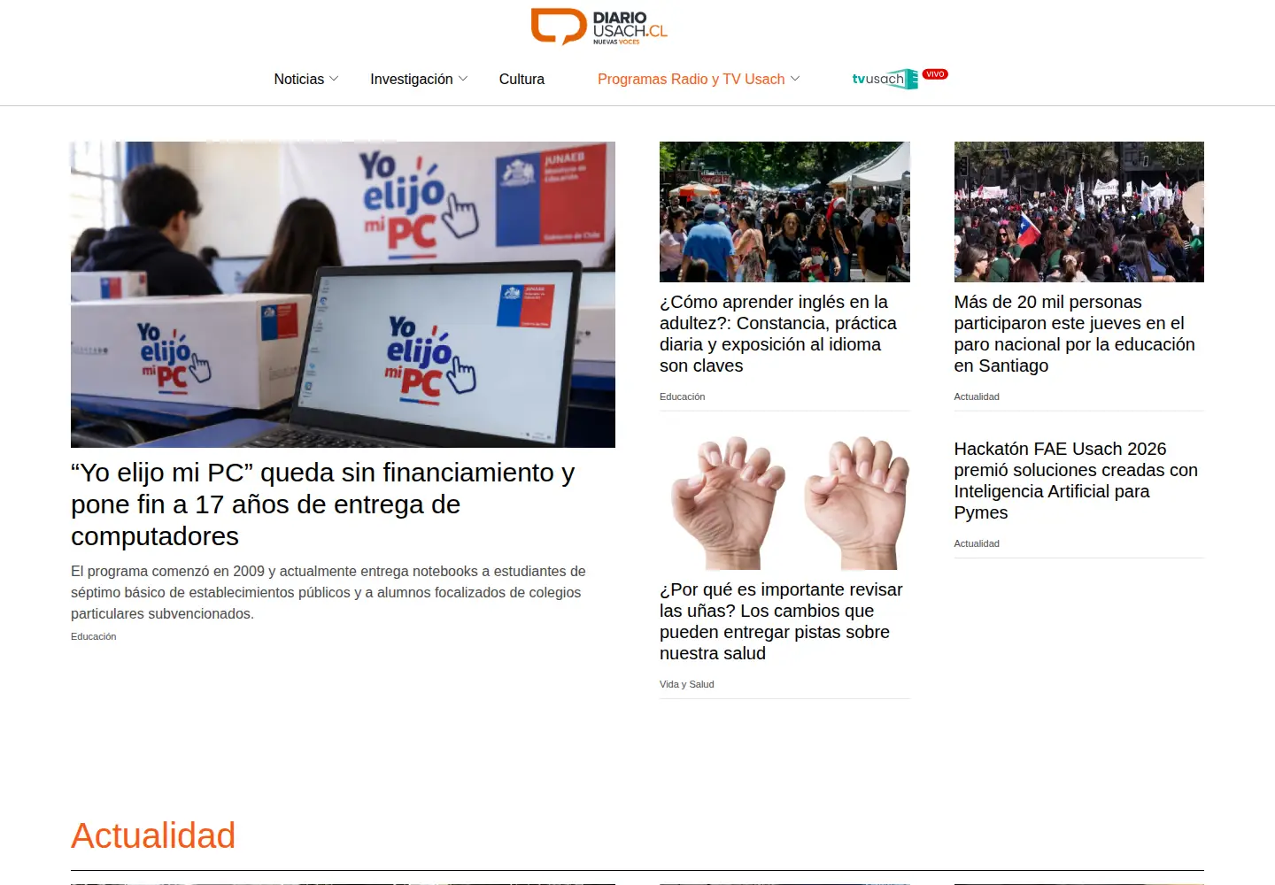 Screenshot of diariousach.cl