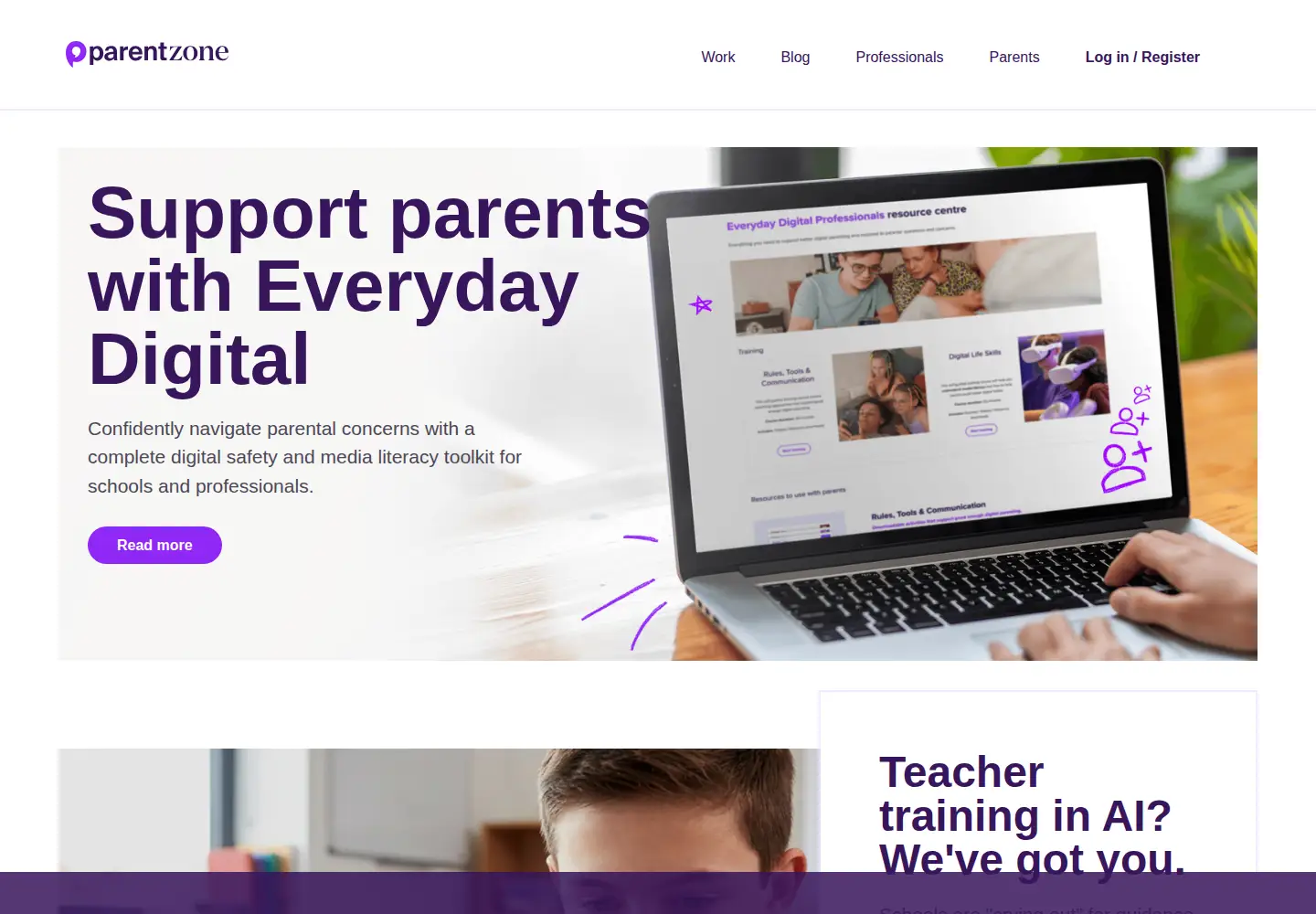 Screenshot of parentzone.org.uk