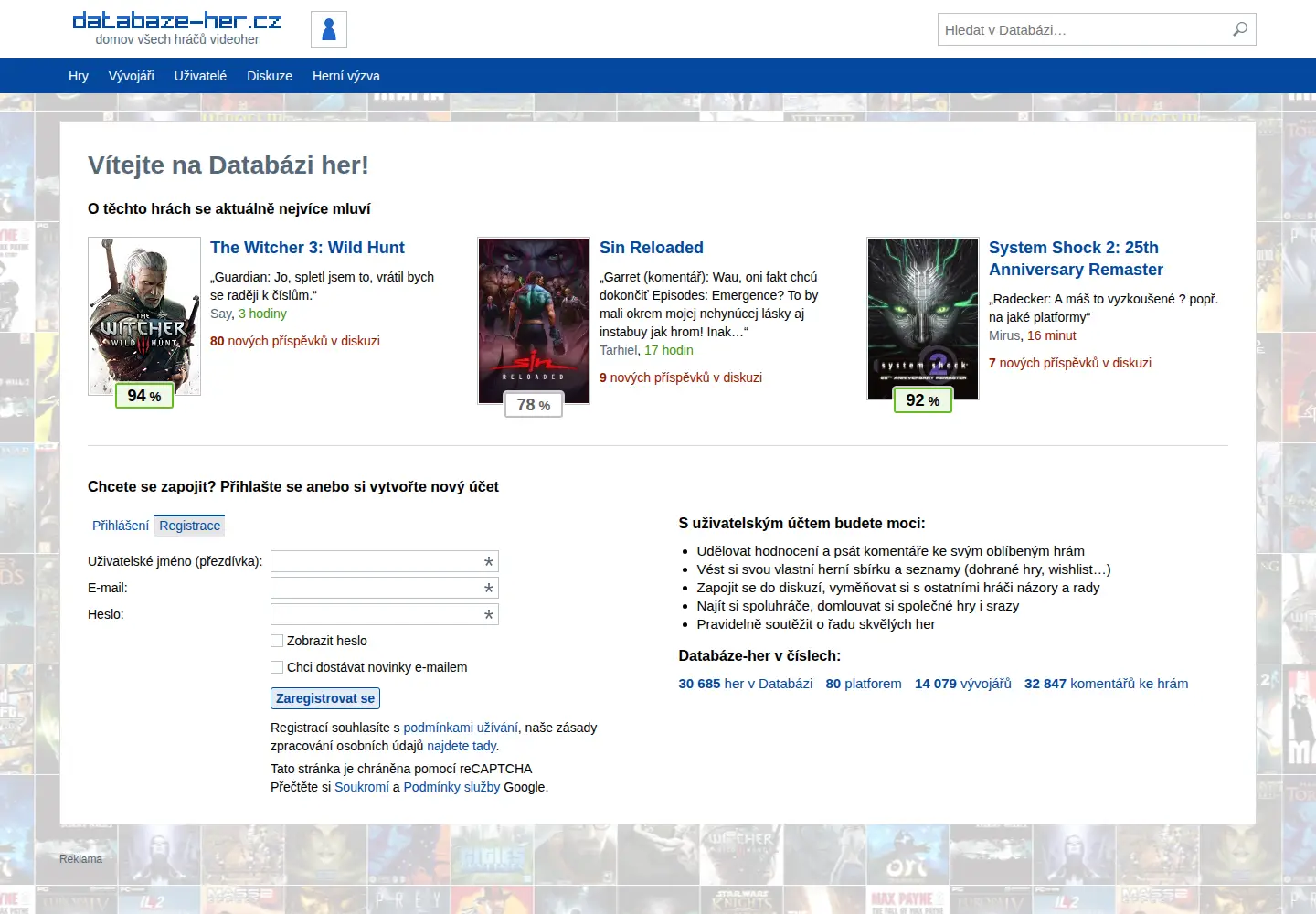 Screenshot of databaze-her.cz